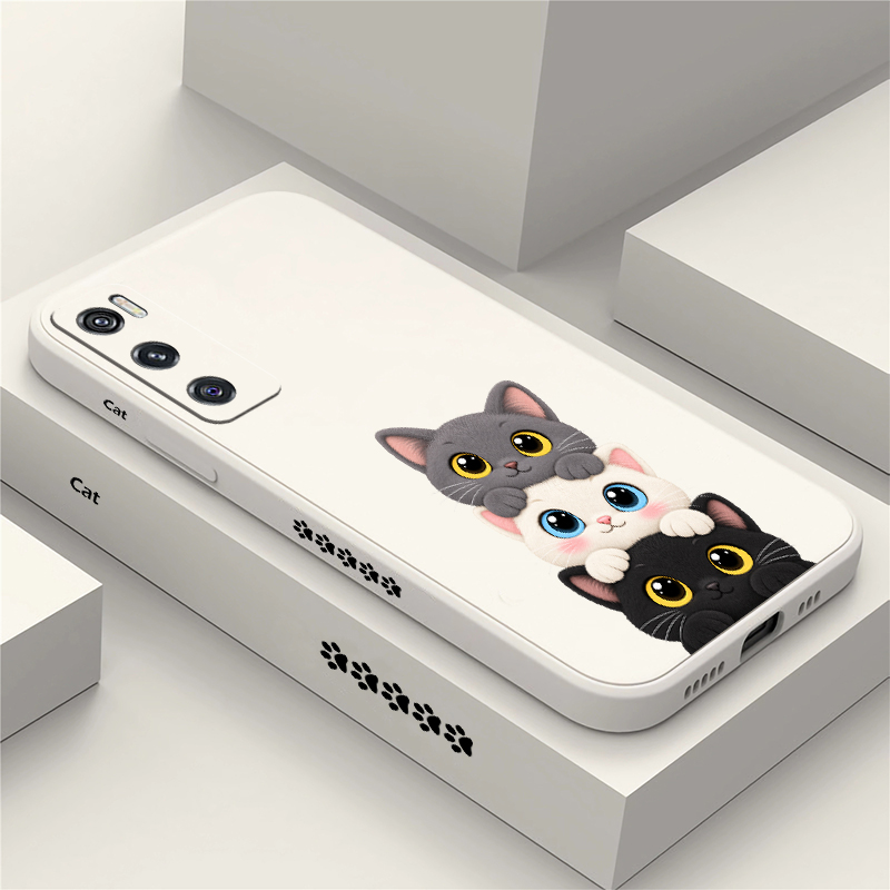 Vivo V40 - غطاء هاتف لطيف وملون بتصميم قطط